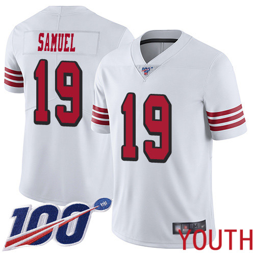 San Francisco 49ers Limited White Youth Deebo Samuel NFL Jersey #19 100th Season Rush Vapor Untouchable